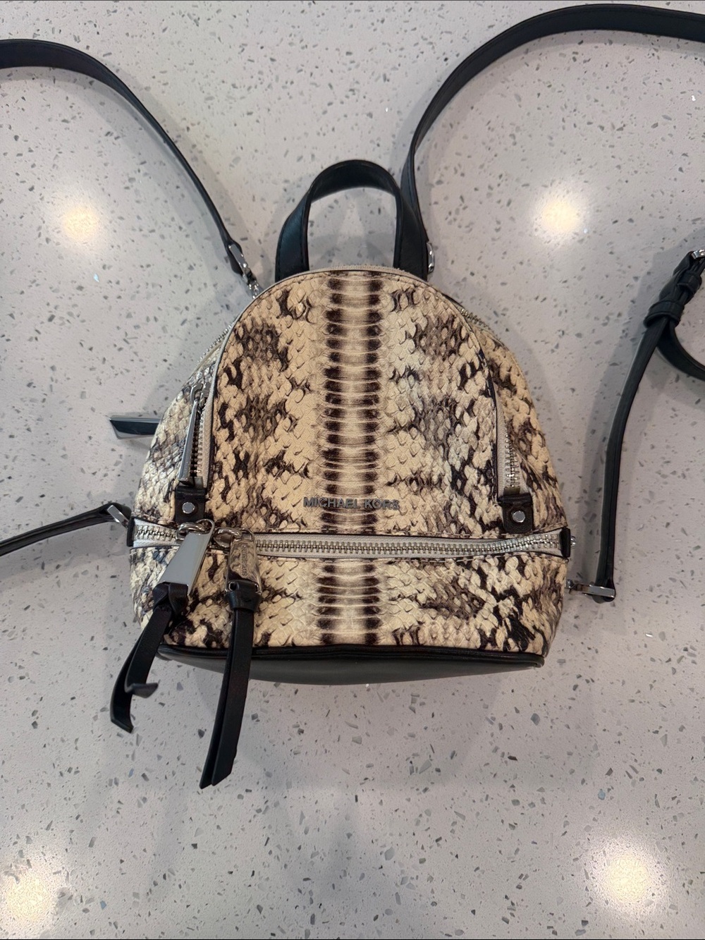 Michael Kors snake embossed leather mini backpack